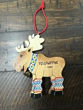 VTG 98’ Yellowstone Moose Christmas Ornament Souvenir Wood USA Holiday Nat. Park