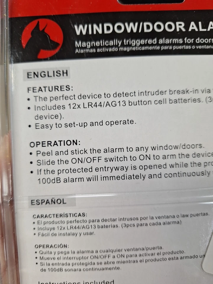 Paquete de 4 - Kit de alarma de ventana/puerta de seguridad Doberman activado magnéticamente NUEVO Foto 3 de 4