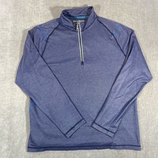 Tommy Bahama Mens Large Heather Blue Quarter 1/4 Zip Pullover Shirt