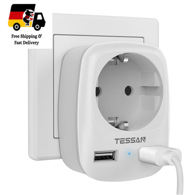 TESSAN Mehrfachstecker mit USB 2 USB Anschluss 4000 W Sch