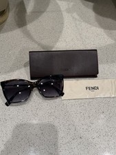 Fendi Oversized Square Tortoise Shell Sunglasses Gradient Gray Tinted Lenses