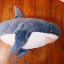 Blue Giant Shark Fish 31" Pillow Stuffed Animal Plush Toy Toddler Doll Kids Gift