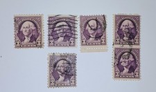George Washington 3 Cent Purple Stamp United States Of America RARE Set Of 6