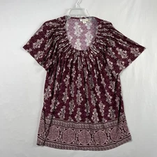Style & Co Tunic Top Womens 1X Stretch Floral Peasant Boho Flowy Scoop Neck