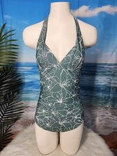 NWT Cupshe One Piece Bathing Suit Size Extra Small Green White Floral Padded
