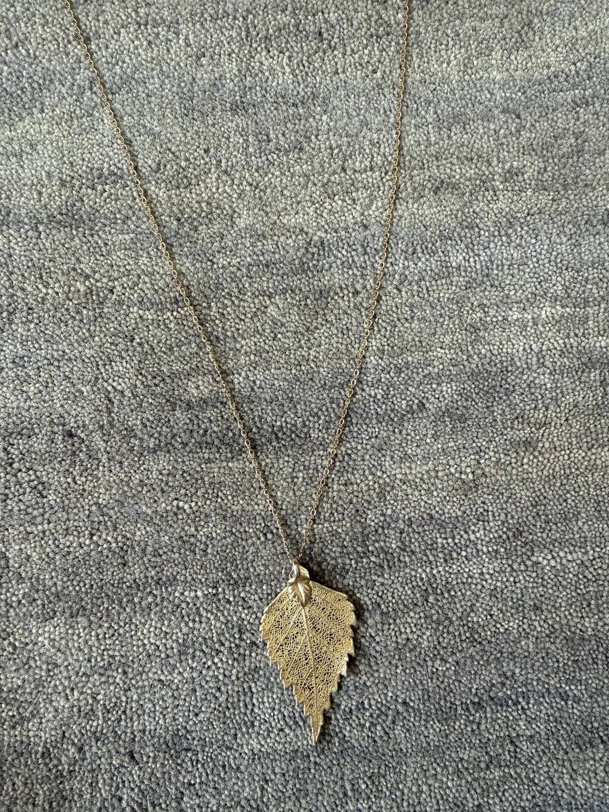 Vintage Gold Plated Gold Dipped Leaf Pendant Char… - image 1