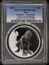 2022 Niue 1 oz Silver Proof Colorized Gollum PCGS PR 69 DCAM | Lord of the Rings