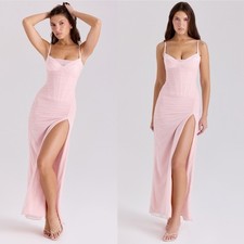 HOUSE OF CB 'Lini' Soft Pink Mesh Maxi Dress Size XL A-C