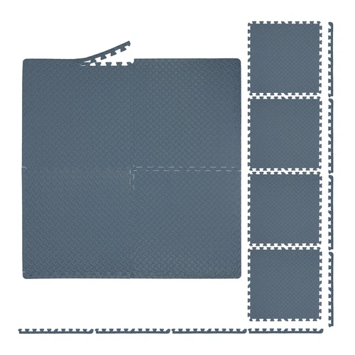 Suelo goma esterilla de fitness 8 piezas color gris suelo de goma EVA 1 cm - Imagen 1 de 8