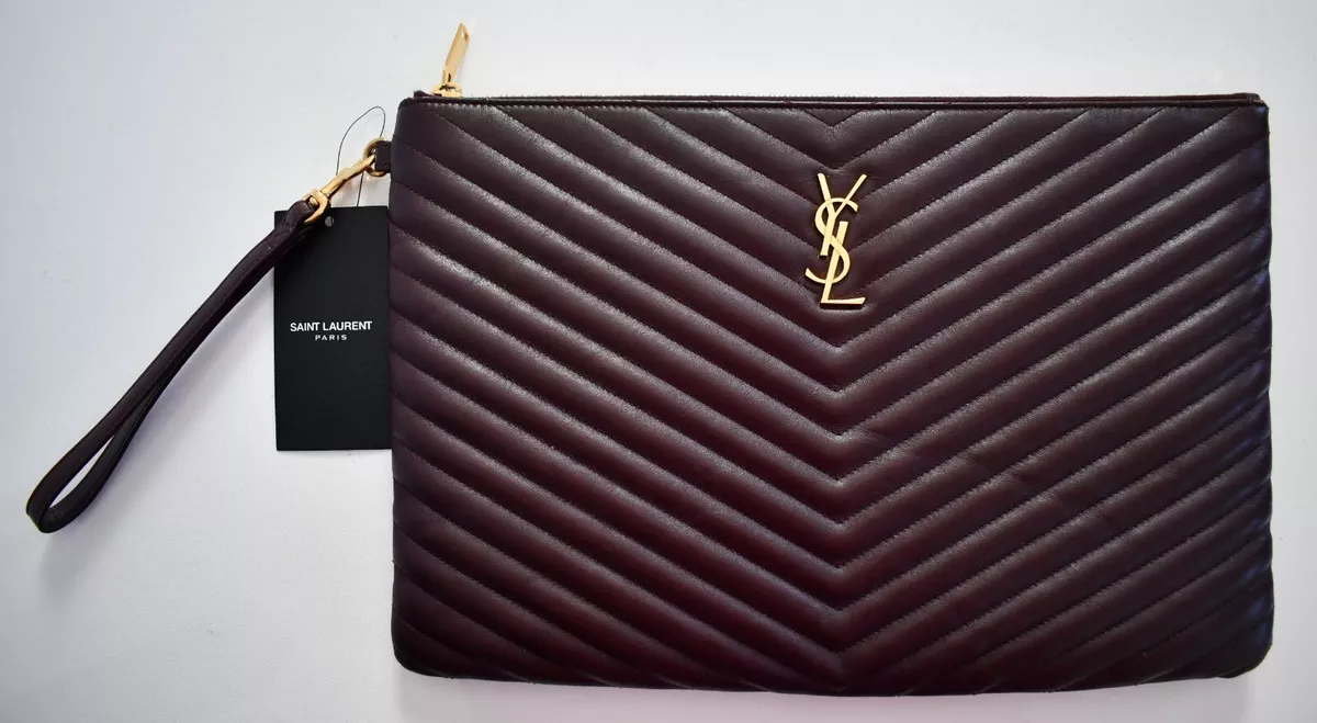 Saint Laurent Monogram Quilted Leather Clutch