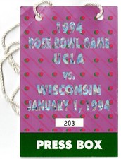 1994 ROSE BOWL press box pass UCLA BRUINS vs WISCONSIN BADGERS 1/1/94 creases