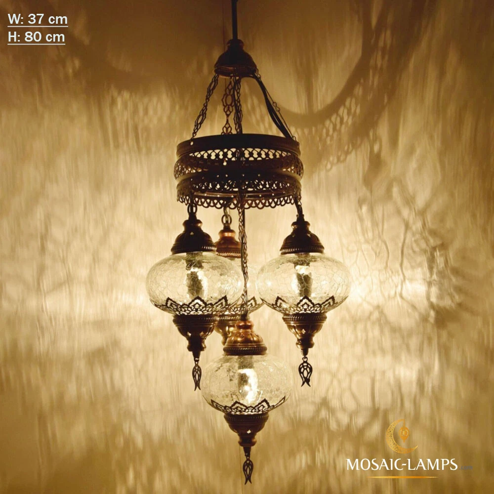 4 Globe Ottoman Sultan Chandelier Moroccan Turkish Traditional Ceiling Lamp