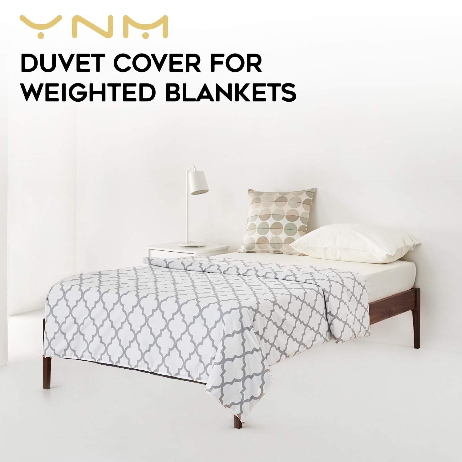 Cotton Duvet Cover for Weighted Blankets (60x80 Inches) with Elegant Lattice Scroll Design-image