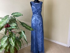 Tahari by Arthur S. Levine Formal Prom Blue draped , lace, beaded, metallic sz 4