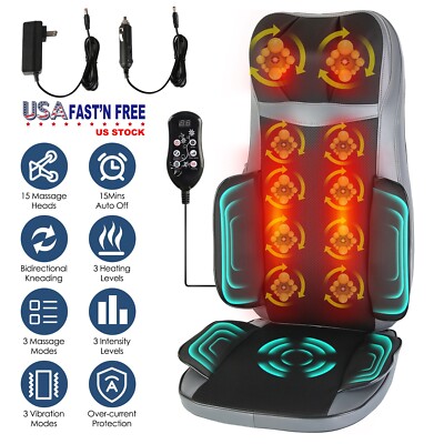 36W Shiatsu Neck Back Massager with Heat 3D Kneading Massage Chair Seat Cushion