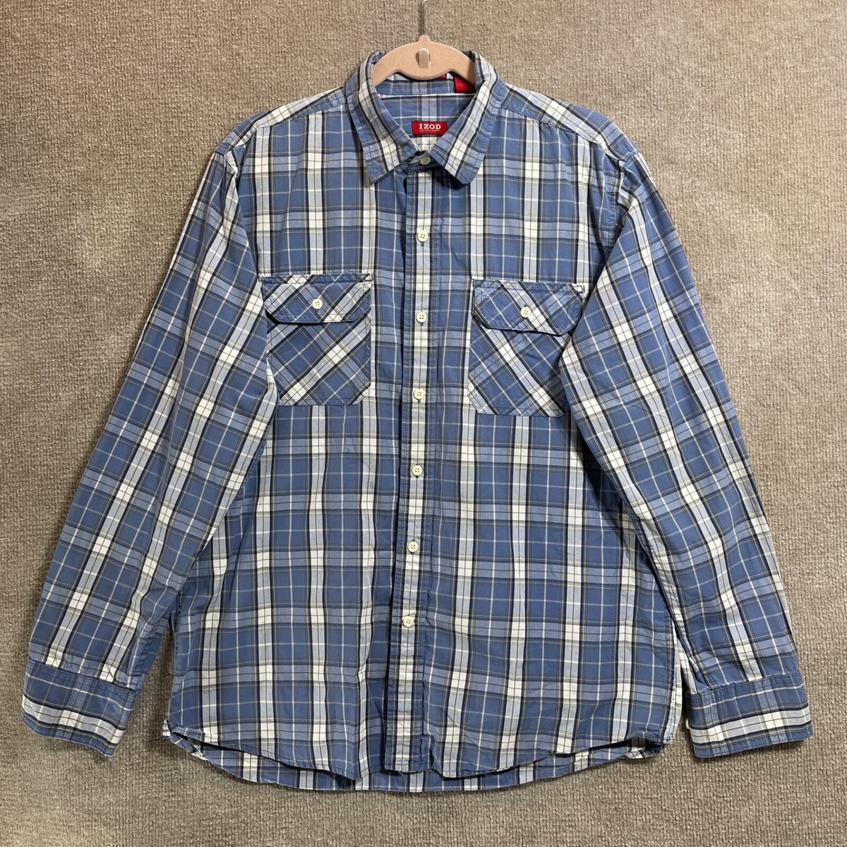 Izod Luxury Sport Shirt Mens Large Blue Slim Fit Coupe Ajustee Packets  Western