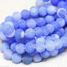Nastural 8mm Blue Dream Fire Agate Gemstone Round Loose Beads 15"
