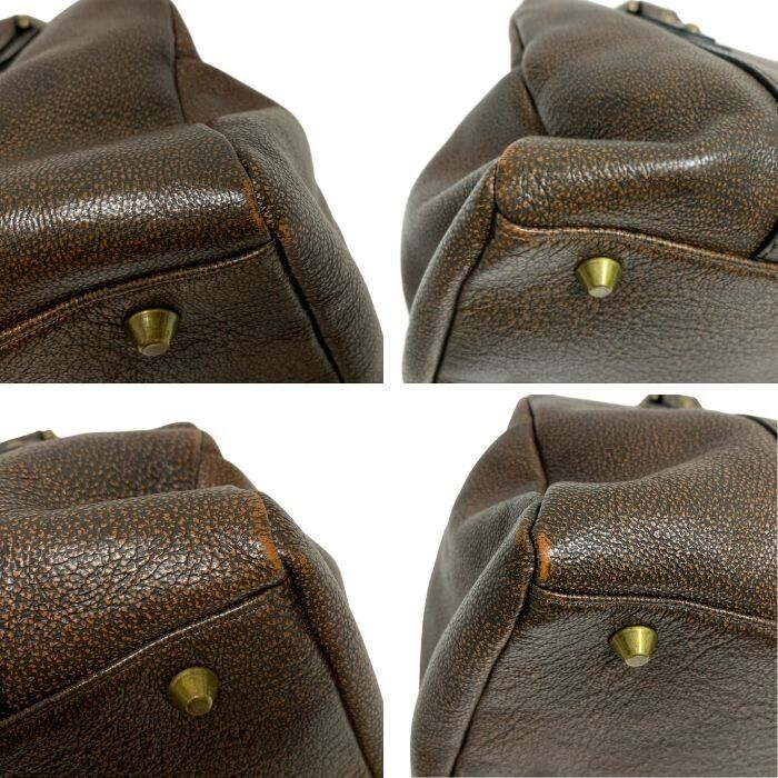Authentic BALENCIAGA Mini Boston Bag Handbag Leather Brown Authentic BALENCIAGA Mini Boston Bag Handbag Leather Brown