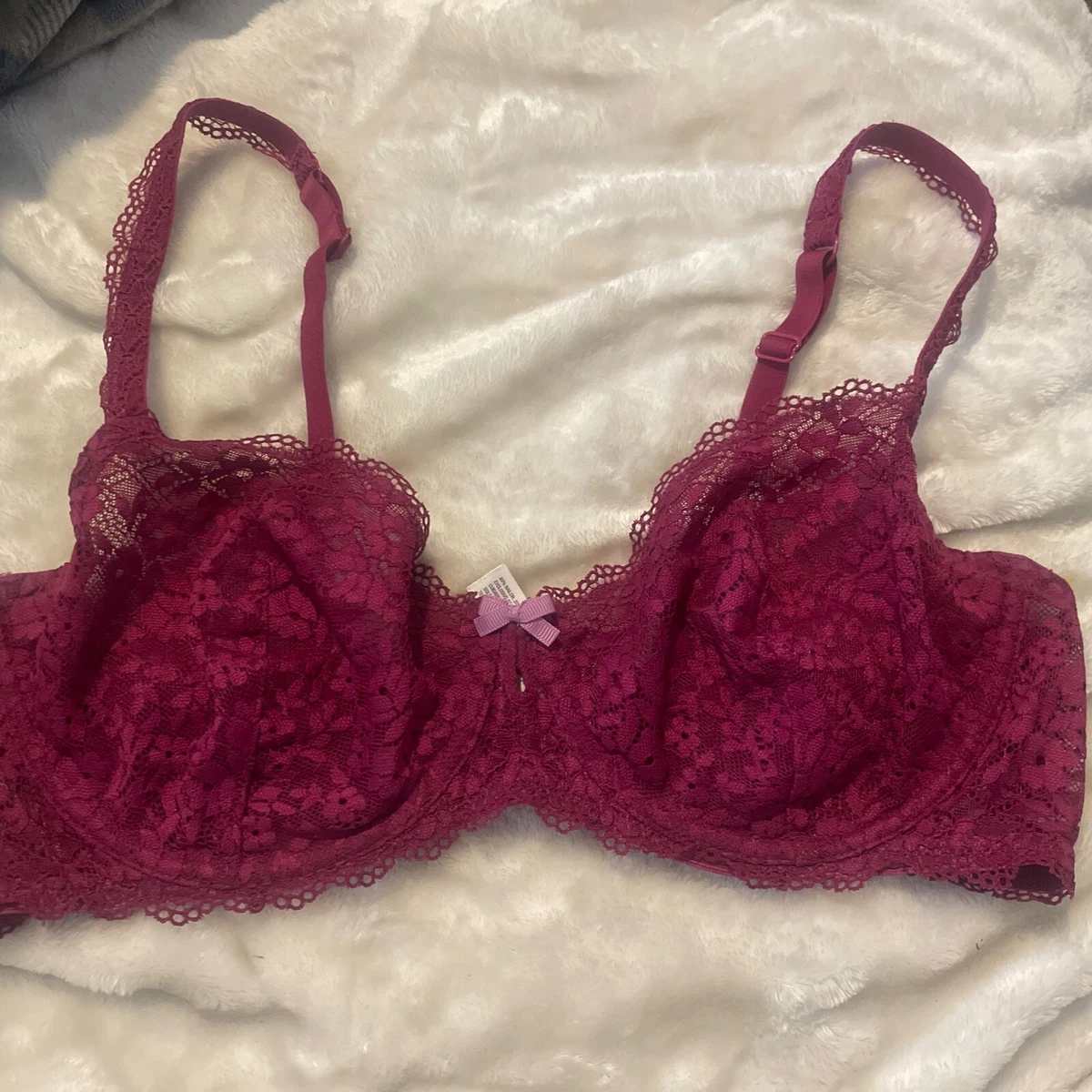 Gillian Omalley Women Bra 38C Red Lace Unlined Bralette Underwire