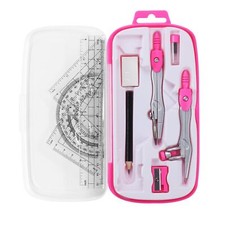 Math Geometry Kit Sets 10 Piece Student Supplies with Shatterproof Storage Bo...