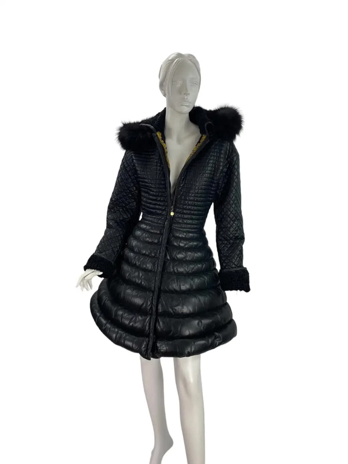 A I 1992 raro piumino vintage Gianni Versace pelle bondage pelle nero