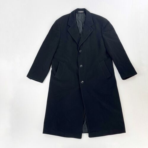 Andrew Fezza Black Cashmere Blend Long Italian Overcoat Jacket Coat Top Mens