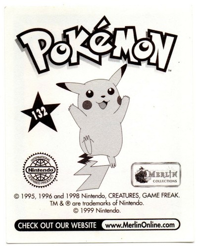 DITTO #132 CROMO / STICKER POKEMON SERIE 1 MERLIN 1999 DEL ALBUM ROJO - Picture 2 of 2