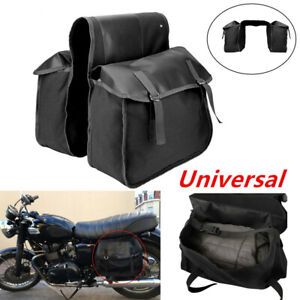 Canvas&Leather Storage Bag Saddle Bag strapped Flap Motorcycle RearTail Function