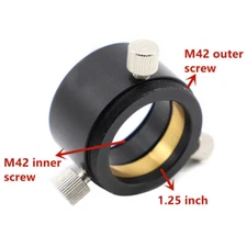 M42 Internal And External Thread 1.25'' Adapter Ring w/ 3 Screws f Telescope