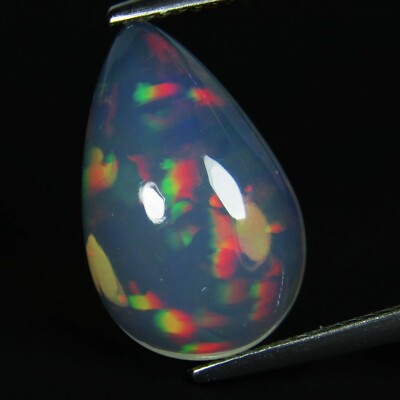 4.62Cts Natural Earth Mined Color Play Opal Ethiopian Pear Cabochon Gem REF VOD