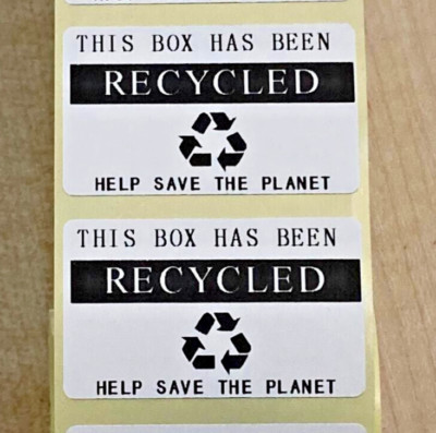 Diese VERPACKUNG wurde RECYCELT Etiketten 50 mm x 30 mm Aufkleber Etiketten GO GREEN BOX