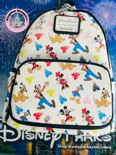 Disney Parks Fab 5 Mickey Minnie Goofy Donald Pluto Loungefly Mini Backpack New