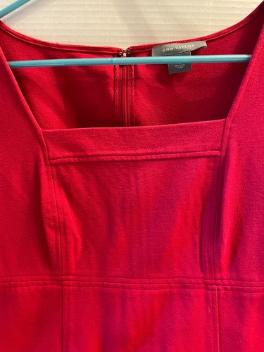 Ann Taylor Womens Red Square Neck Cap Sleeve Back Zip Sheath Dress Size 10 - Picture 3 of 7