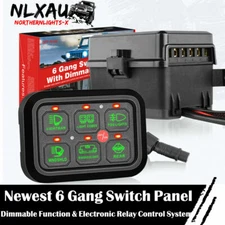 6 Gang Switch Panel Circuit Control Box LED Light Bar Marine Boat UTV Golf Cart