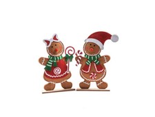 Coppia Omino pan di zenzero in pannolenci 23x5xh.40cm