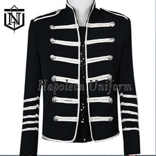 Handmade Black Wool Hussar Pelisse Military Jacke Artillery Tunic Napoleon Style