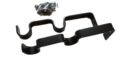 Curtain Pole Bracket Double Rod Wall Bracket Holder Heavy Duty Metal (2 pieces)  - Picture 3 of 18