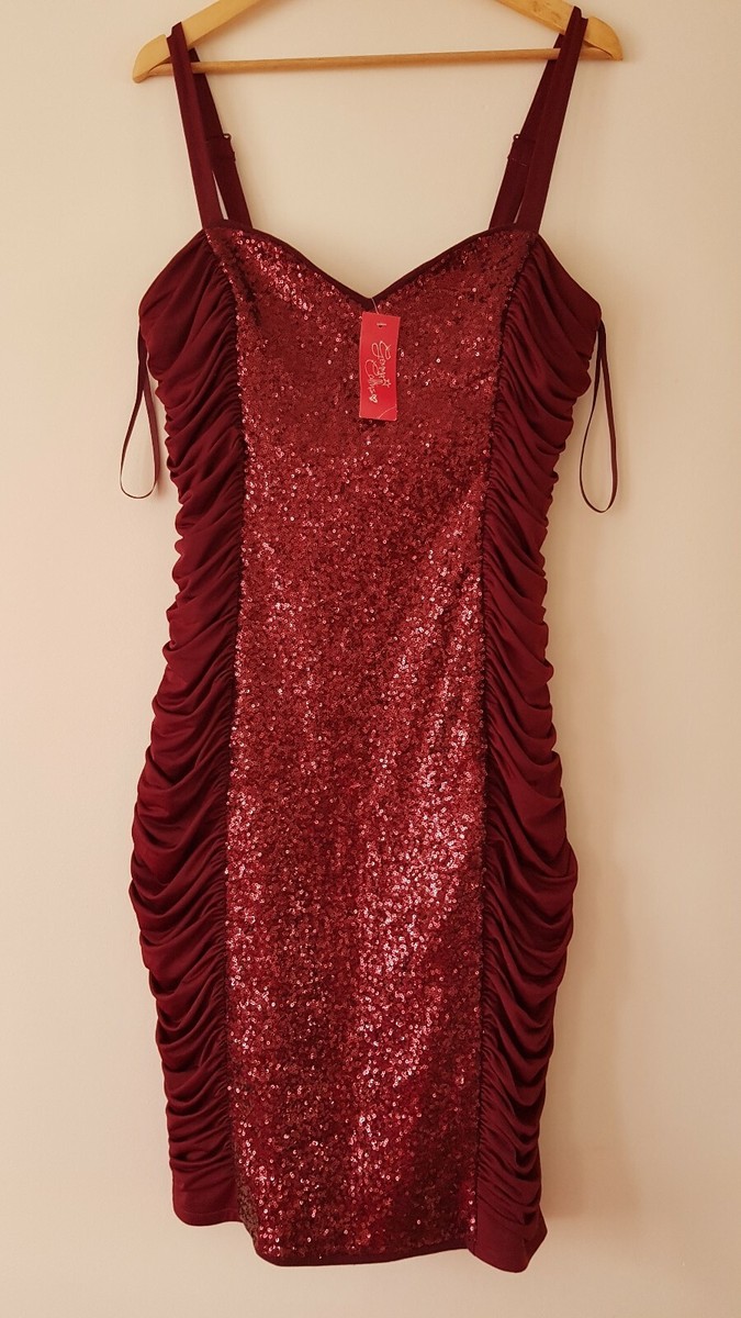 Gemma Collins Size 20 Miami Christmas party Dress Burgundy New