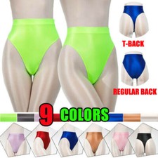 Womens Mens Silky Shiny Satin Glossy Wet Look Knickers Briefs Underwear Panties