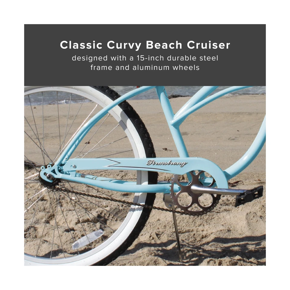 Bicicleta Firmstrong Urban Lady Beach Cruiser azul bebé con asiento/agarres negros Foto 3 de 4