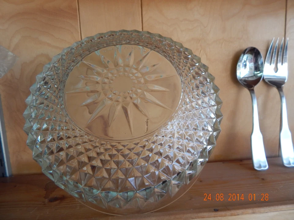 Ensaladera cristalina International Silver Co de colección con cuchara y tenedor de acero inoxidable Foto 2 de 4