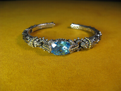ARMBAND BARBARA BIXBY MANSCHETTE BLAUTOPAS EDELSTEIN GESCHNITZT Geschenk Designer Statement