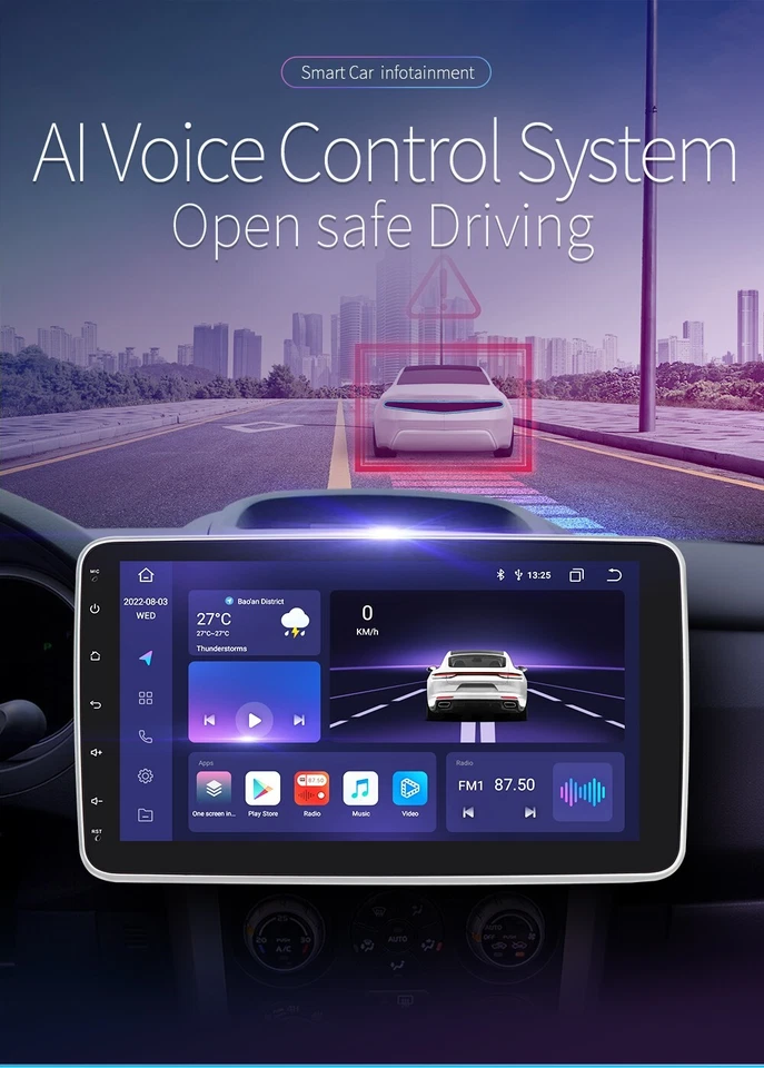 Single Din 10.1" Android 12 8-Core 4+32GB Car Stereo GPS Radio Car Play DAB+ DSP - Image 3 of 4