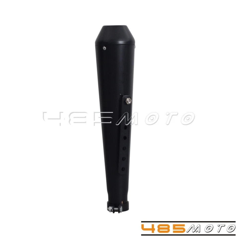 Silenciador silenciador escape negro 18" cono inverso megáfono para Harley Café Racer Foto 3 de 4