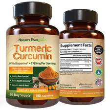 Turmeric Curcumin Highest Potency 95% 1965mg with BioPerine Black Pepper Extract