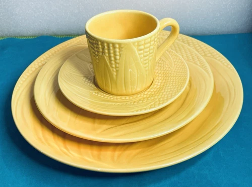 STANGL harvest yellow CORN Maize-Ware 4pc. place setting DINNER LUNCH CUP SAUCER