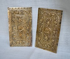 Pair of Ornate Antique Straits Chinese Gilt Silver Wedding Pillow Bolster Ends
