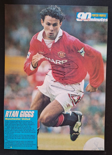 RYAN GIGGS MANCHESTER UNITED HAND SIGNED 1990`s MAGAZINE PAGE (12x8)