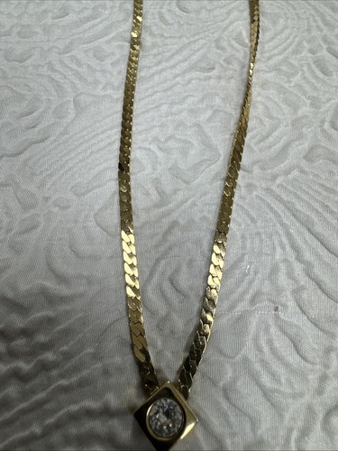 Collana con ciondolo girocollo a V spina di pesce 14" placcato oro vintage - Foto 4 di 8
