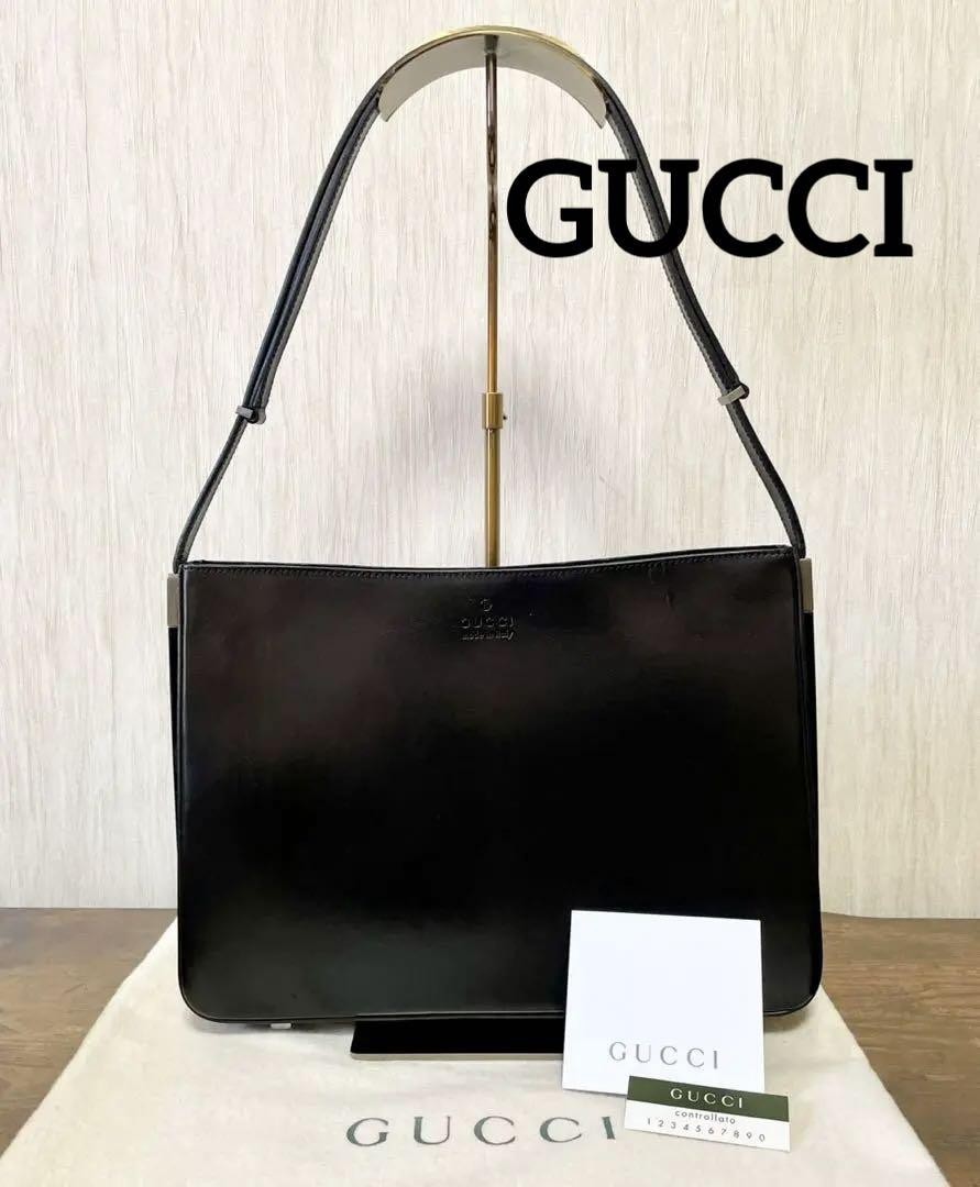 GUCCI Leather Shoulder Bag Black Authentic Model 001 3330 F05291625